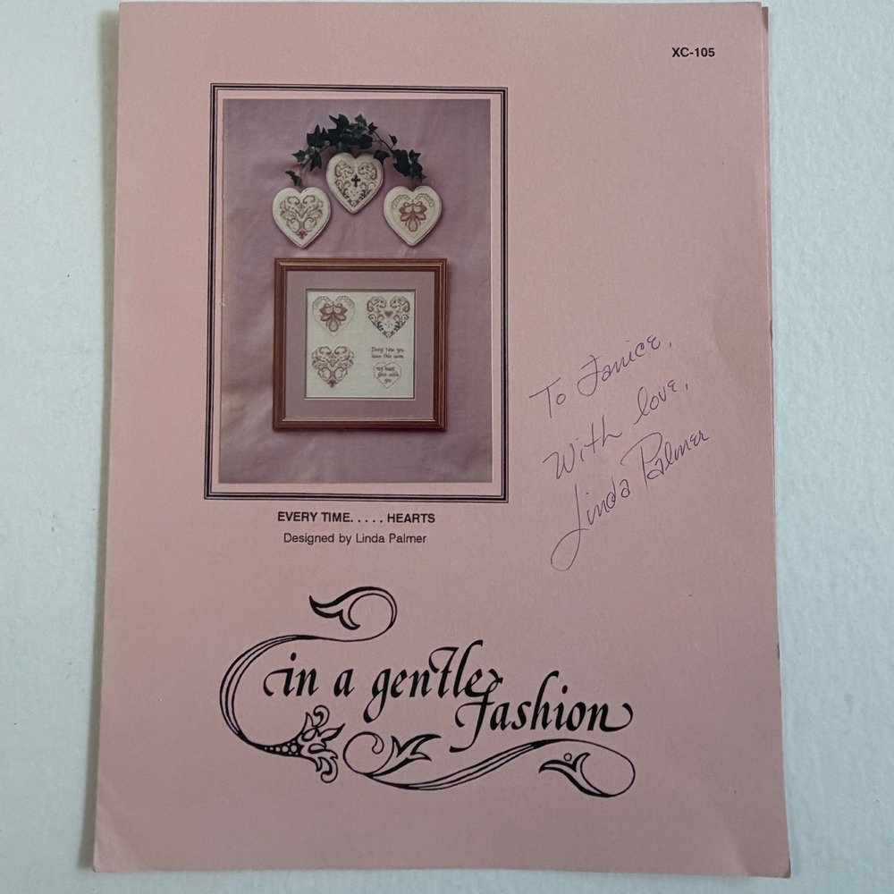 VTG In A Gentle Fashion Cross Stitch Pattern Pink Every Time Hearts